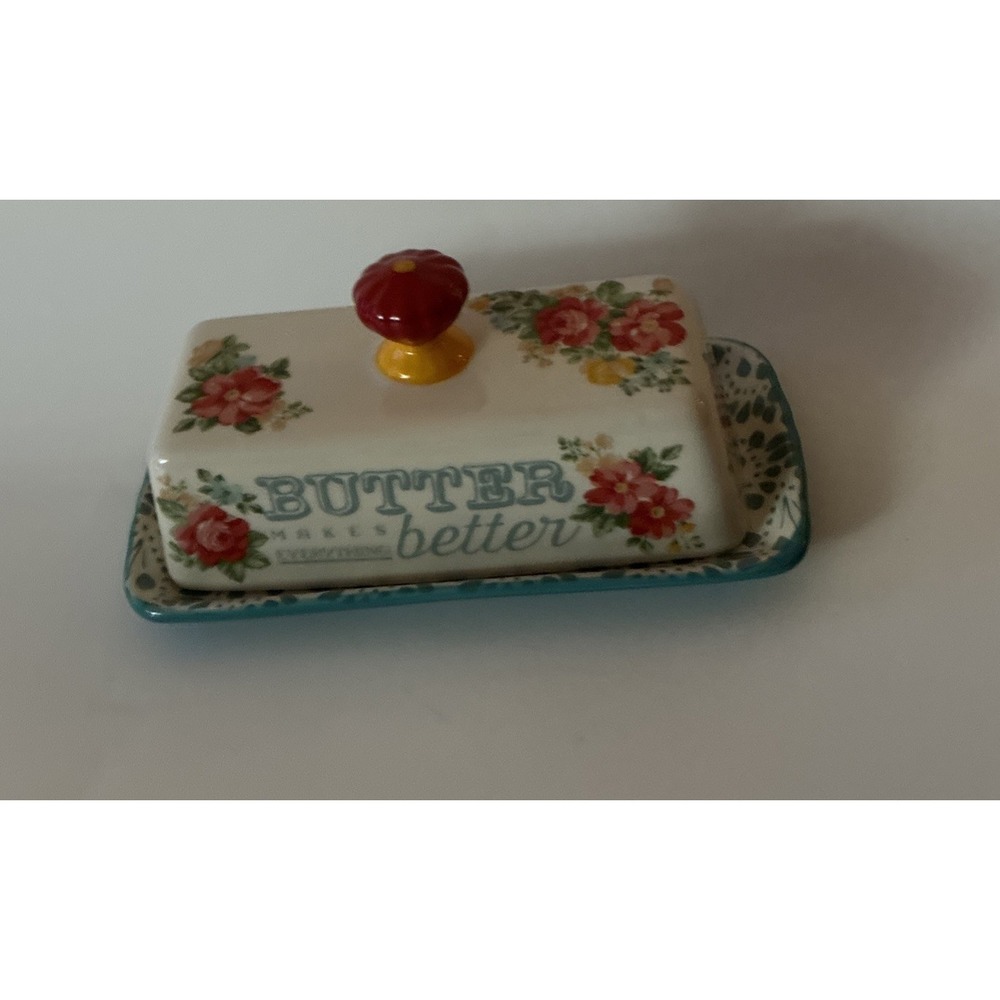 The Pioneer Woman Butter Makes Everything Better Flea Market Floral Butter Dish
